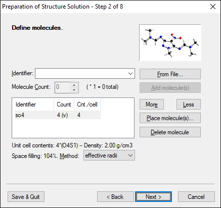 Step 2 of 8: Define molecules (optional)