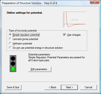 Step 6 of 8: Define settings for potential