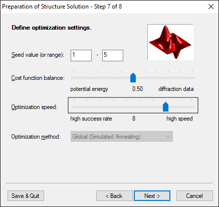 Step 7 of 8: Define optimization settings