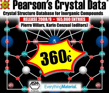 New low-price licence types for Pearson's Crystal Data! Click here for more infos...