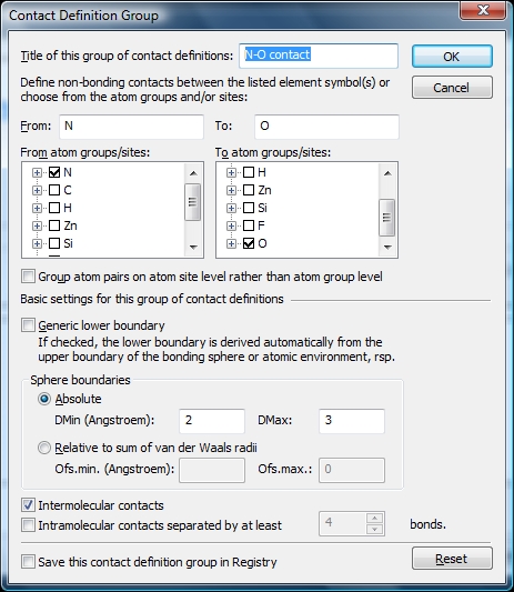 Contact Definition Group dialog
